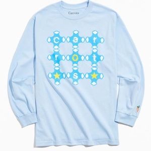 NWT Carrots Norakuro Long Sleeve Graphic Blue White Yellow Crew Neck Tee Size S